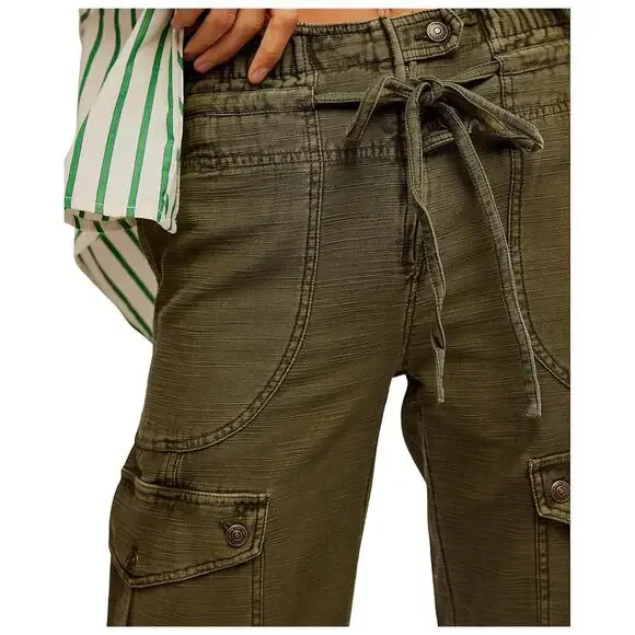 Free People We The Free Women Adventurer Green Park Ave Cargo Pants Size M - Picture 3 of 5